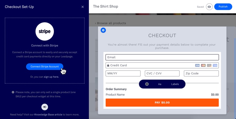 Leadpages checkout pages with Stripe