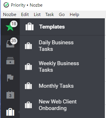 Samantha's Nozbe Organizing Example