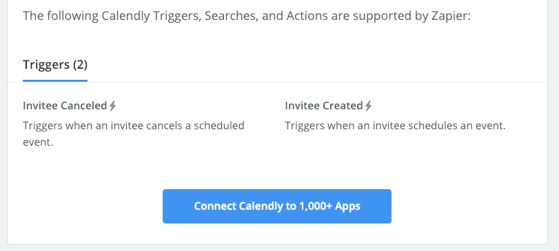 Calendly triggers available in Zapier