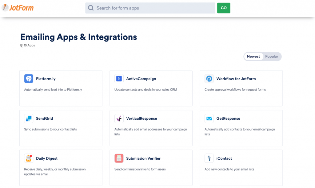 JotForm lead generation integration